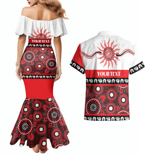 Dragons NAIDOC Week Personalised Couples Matching Mermaid Dress and Hawaiian Shirt Aboriginal Torres Strait Islanders Vibe