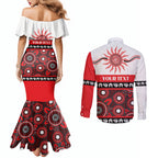 Dragons NAIDOC Week Personalised Couples Matching Mermaid Dress and Long Sleeve Button Shirt Aboriginal Torres Strait Islanders Vibe