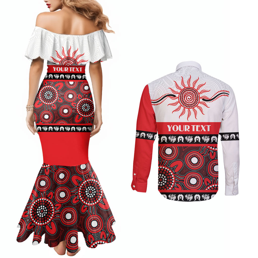 Dragons NAIDOC Week Personalised Couples Matching Mermaid Dress and Long Sleeve Button Shirt Aboriginal Torres Strait Islanders Vibe