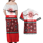 Dragons NAIDOC Week Personalised Couples Matching Off Shoulder Maxi Dress and Hawaiian Shirt Aboriginal Torres Strait Islanders Vibe