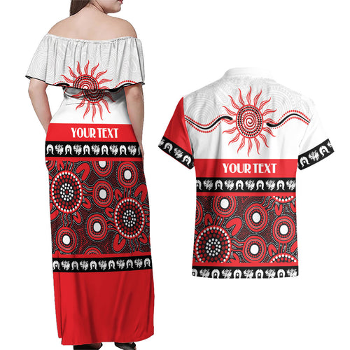 Dragons NAIDOC Week Personalised Couples Matching Off Shoulder Maxi Dress and Hawaiian Shirt Aboriginal Torres Strait Islanders Vibe