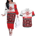 Dragons NAIDOC Week Personalised Couples Matching Off The Shoulder Long Sleeve Dress and Hawaiian Shirt Aboriginal Torres Strait Islanders Vibe