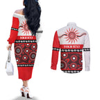 Dragons NAIDOC Week Personalised Couples Matching Off The Shoulder Long Sleeve Dress and Long Sleeve Button Shirt Aboriginal Torres Strait Islanders Vibe