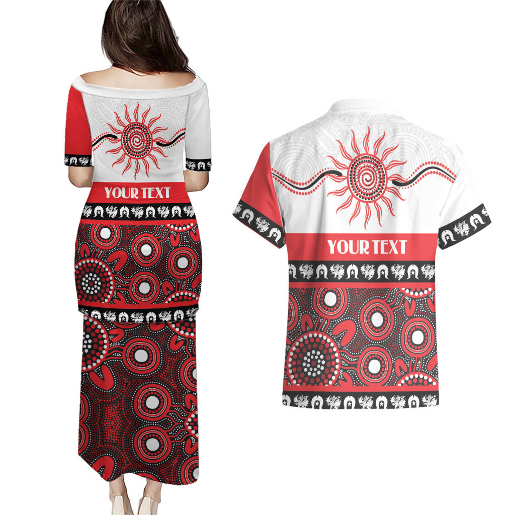 Dragons NAIDOC Week Personalised Couples Matching Puletasi and Hawaiian Shirt Aboriginal Torres Strait Islanders Vibe