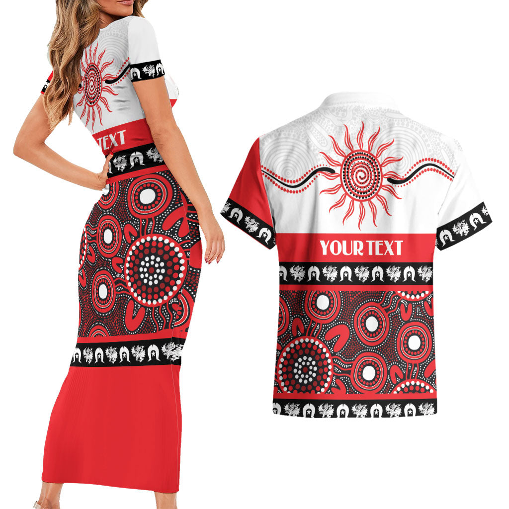 Dragons NAIDOC Week Personalised Couples Matching Short Sleeve Bodycon Dress and Hawaiian Shirt Aboriginal Torres Strait Islanders Vibe