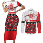 Dragons NAIDOC Week Personalised Couples Matching Short Sleeve Bodycon Dress and Long Sleeve Button Shirt Aboriginal Torres Strait Islanders Vibe