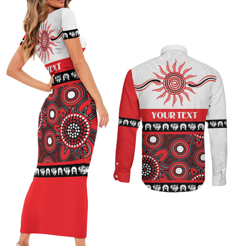 Dragons NAIDOC Week Personalised Couples Matching Short Sleeve Bodycon Dress and Long Sleeve Button Shirt Aboriginal Torres Strait Islanders Vibe