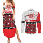 Dragons NAIDOC Week Personalised Couples Matching Summer Maxi Dress and Long Sleeve Button Shirt Aboriginal Torres Strait Islanders Vibe