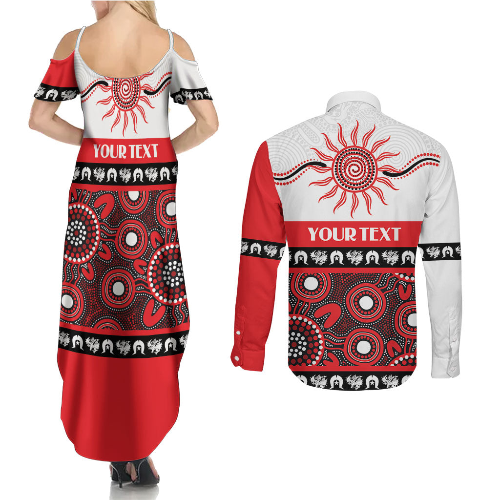Dragons NAIDOC Week Personalised Couples Matching Summer Maxi Dress and Long Sleeve Button Shirt Aboriginal Torres Strait Islanders Vibe