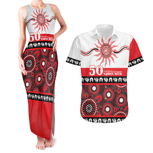 Dragons NAIDOC Week Personalised Couples Matching Tank Maxi Dress and Hawaiian Shirt Aboriginal Torres Strait Islanders Vibe