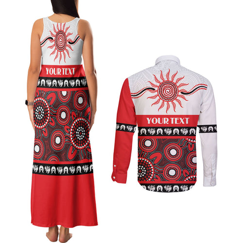 Dragons NAIDOC Week Personalised Couples Matching Tank Maxi Dress and Long Sleeve Button Shirt Aboriginal Torres Strait Islanders Vibe