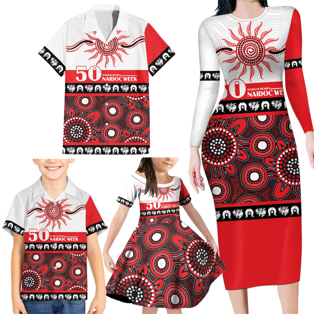 Dragons NAIDOC Week Personalised Family Matching Long Sleeve Bodycon Dress and Hawaiian Shirt Aboriginal Torres Strait Islanders Vibe