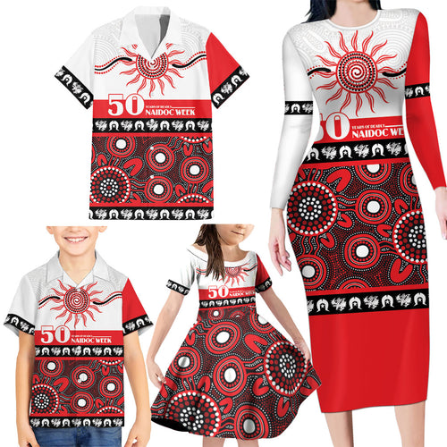 Dragons NAIDOC Week Personalised Family Matching Long Sleeve Bodycon Dress and Hawaiian Shirt Aboriginal Torres Strait Islanders Vibe