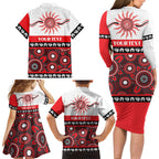 Dragons NAIDOC Week Personalised Family Matching Long Sleeve Bodycon Dress and Hawaiian Shirt Aboriginal Torres Strait Islanders Vibe