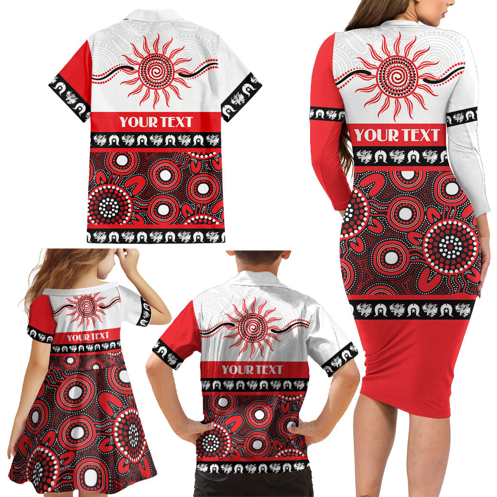 Dragons NAIDOC Week Personalised Family Matching Long Sleeve Bodycon Dress and Hawaiian Shirt Aboriginal Torres Strait Islanders Vibe