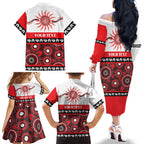 Dragons NAIDOC Week Personalised Family Matching Off The Shoulder Long Sleeve Dress and Hawaiian Shirt Aboriginal Torres Strait Islanders Vibe