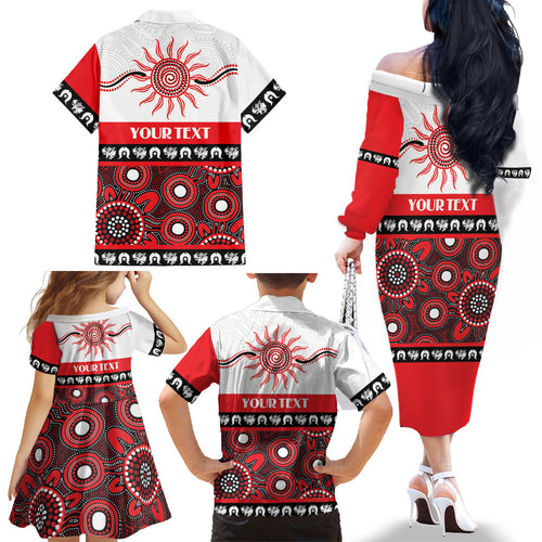 Dragons NAIDOC Week Personalised Family Matching Off The Shoulder Long Sleeve Dress and Hawaiian Shirt Aboriginal Torres Strait Islanders Vibe