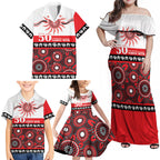 Dragons NAIDOC Week Personalised Family Matching Off Shoulder Maxi Dress and Hawaiian Shirt Aboriginal Torres Strait Islanders Vibe