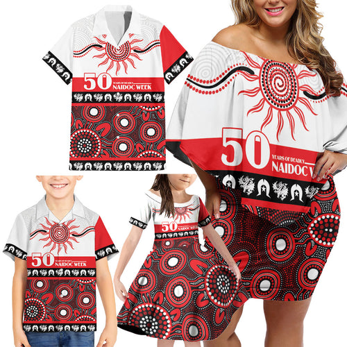 Dragons NAIDOC Week Personalised Family Matching Off Shoulder Short Dress and Hawaiian Shirt Aboriginal Torres Strait Islanders Vibe