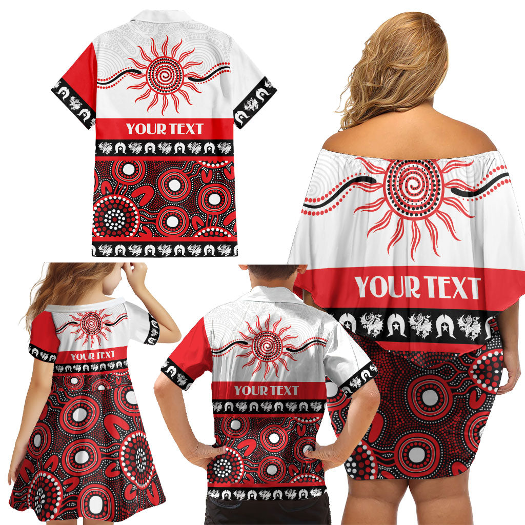 Dragons NAIDOC Week Personalised Family Matching Off Shoulder Short Dress and Hawaiian Shirt Aboriginal Torres Strait Islanders Vibe