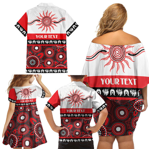 Dragons NAIDOC Week Personalised Family Matching Off Shoulder Short Dress and Hawaiian Shirt Aboriginal Torres Strait Islanders Vibe