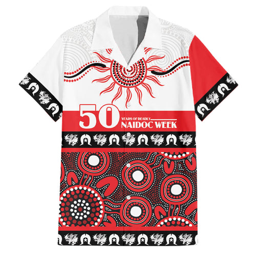 Dragons NAIDOC Week Personalised Family Matching Off Shoulder Short Dress and Hawaiian Shirt Aboriginal Torres Strait Islanders Vibe