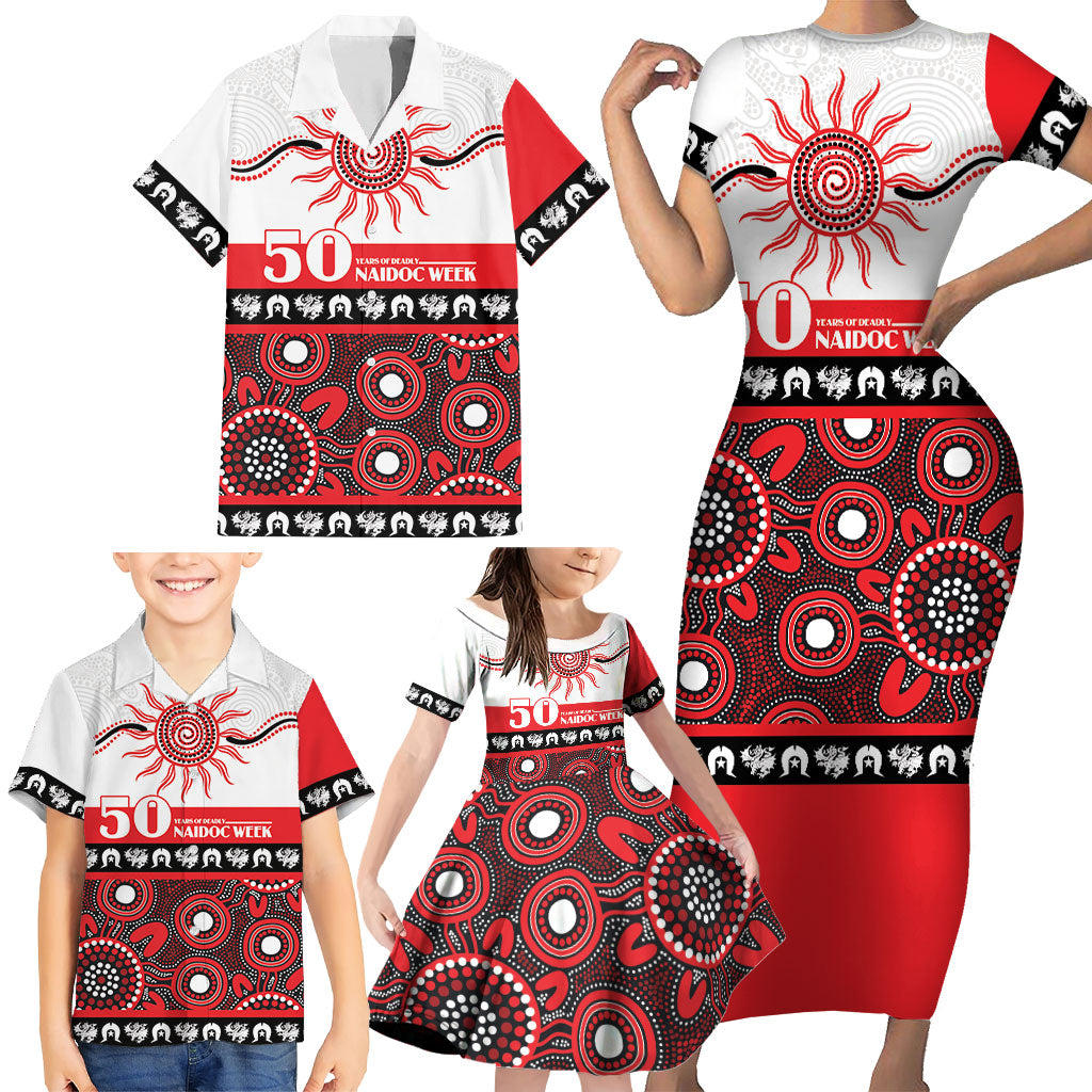Dragons NAIDOC Week Personalised Family Matching Short Sleeve Bodycon Dress and Hawaiian Shirt Aboriginal Torres Strait Islanders Vibe