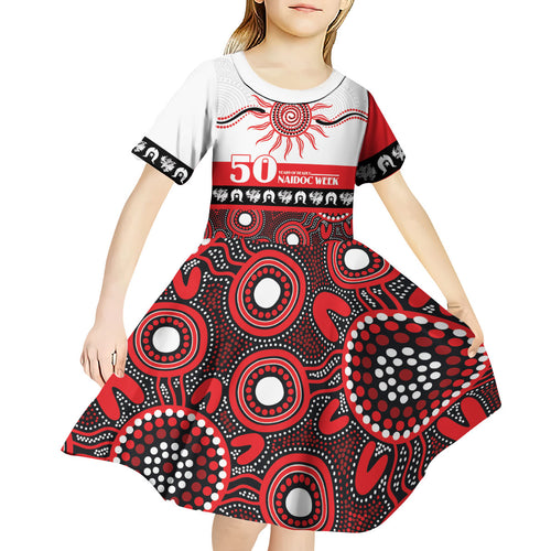 Dragons NAIDOC Week Personalised Kid Short Sleeve Dress Aboriginal Torres Strait Islanders Vibe