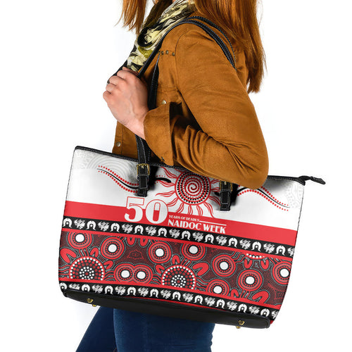 Dragons NAIDOC Week Leather Tote Bag Aboriginal Torres Strait Islanders Vibe