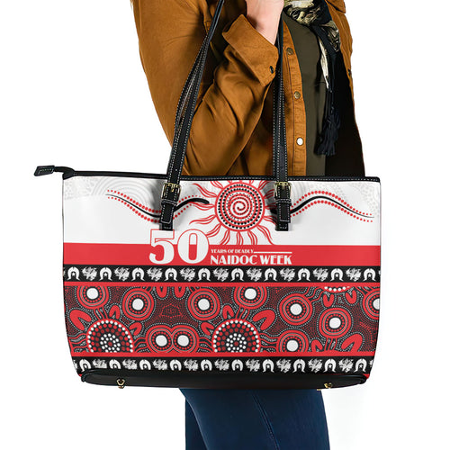 Dragons NAIDOC Week Leather Tote Bag Aboriginal Torres Strait Islanders Vibe