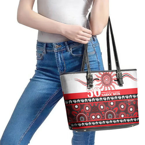 Dragons NAIDOC Week Leather Tote Bag Aboriginal Torres Strait Islanders Vibe