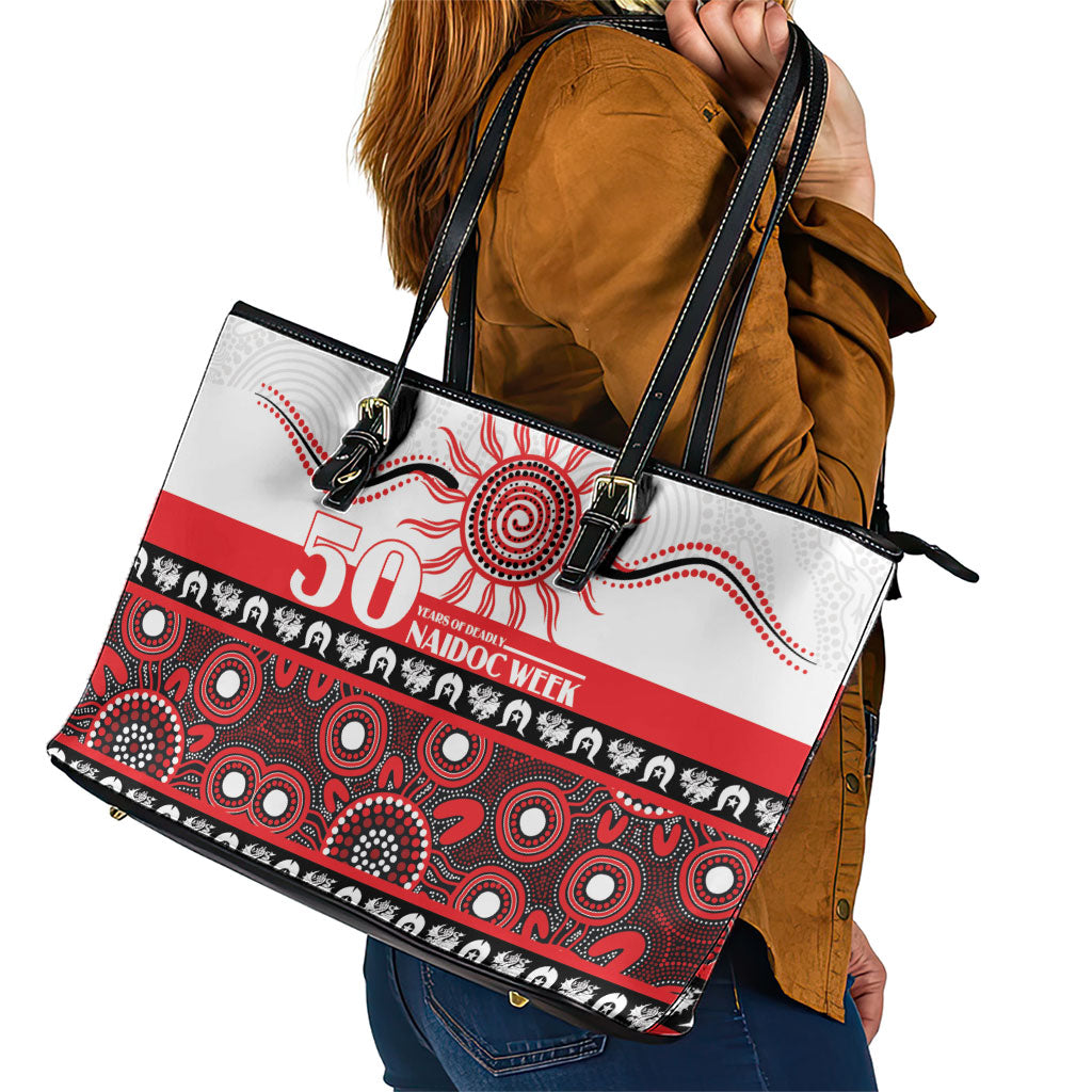 Dragons NAIDOC Week Leather Tote Bag Aboriginal Torres Strait Islanders Vibe