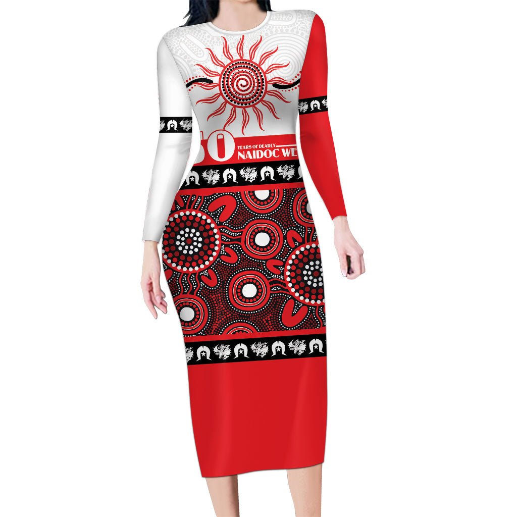 Dragons NAIDOC Week Personalised Long Sleeve Bodycon Dress Aboriginal Torres Strait Islanders Vibe