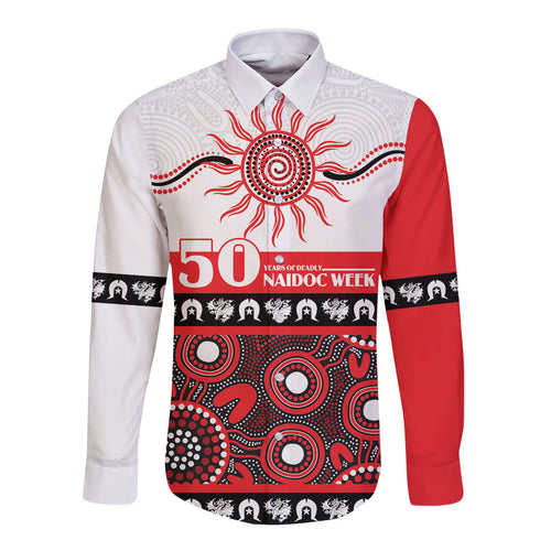 Dragons NAIDOC Week Personalised Long Sleeve Button Shirt Aboriginal Torres Strait Islanders Vibe