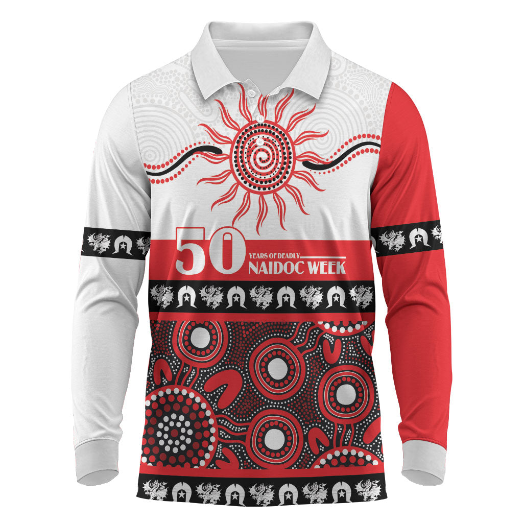 Dragons NAIDOC Week Personalised Long Sleeve Polo Shirt Aboriginal Torres Strait Islanders Vibe