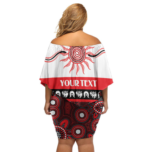 Dragons NAIDOC Week Personalised Off Shoulder Short Dress Aboriginal Torres Strait Islanders Vibe