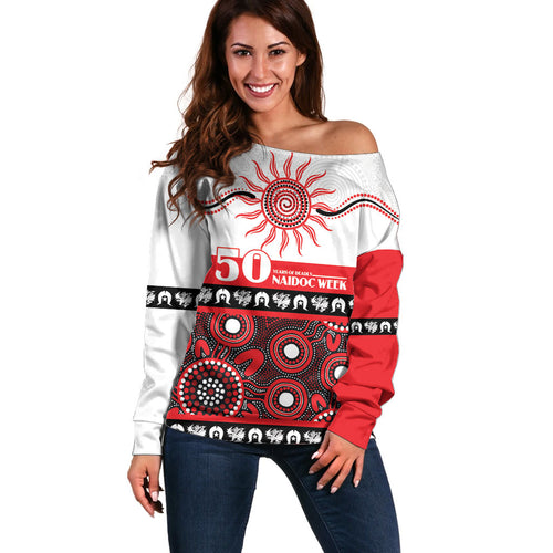 Dragons NAIDOC Week Personalised Off Shoulder Sweater Aboriginal Torres Strait Islanders Vibe
