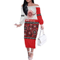 Dragons NAIDOC Week Personalised Off The Shoulder Long Sleeve Dress Aboriginal Torres Strait Islanders Vibe