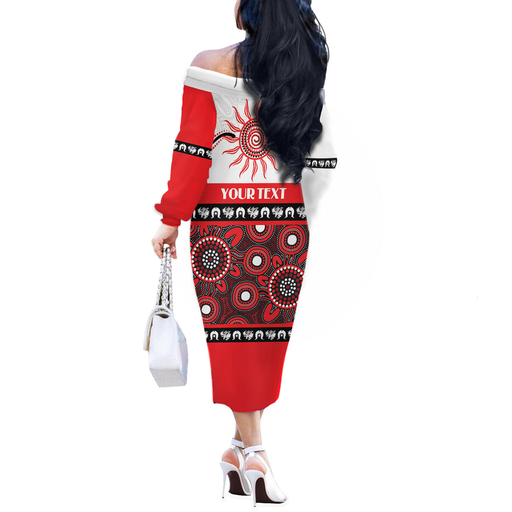 Dragons NAIDOC Week Personalised Off The Shoulder Long Sleeve Dress Aboriginal Torres Strait Islanders Vibe