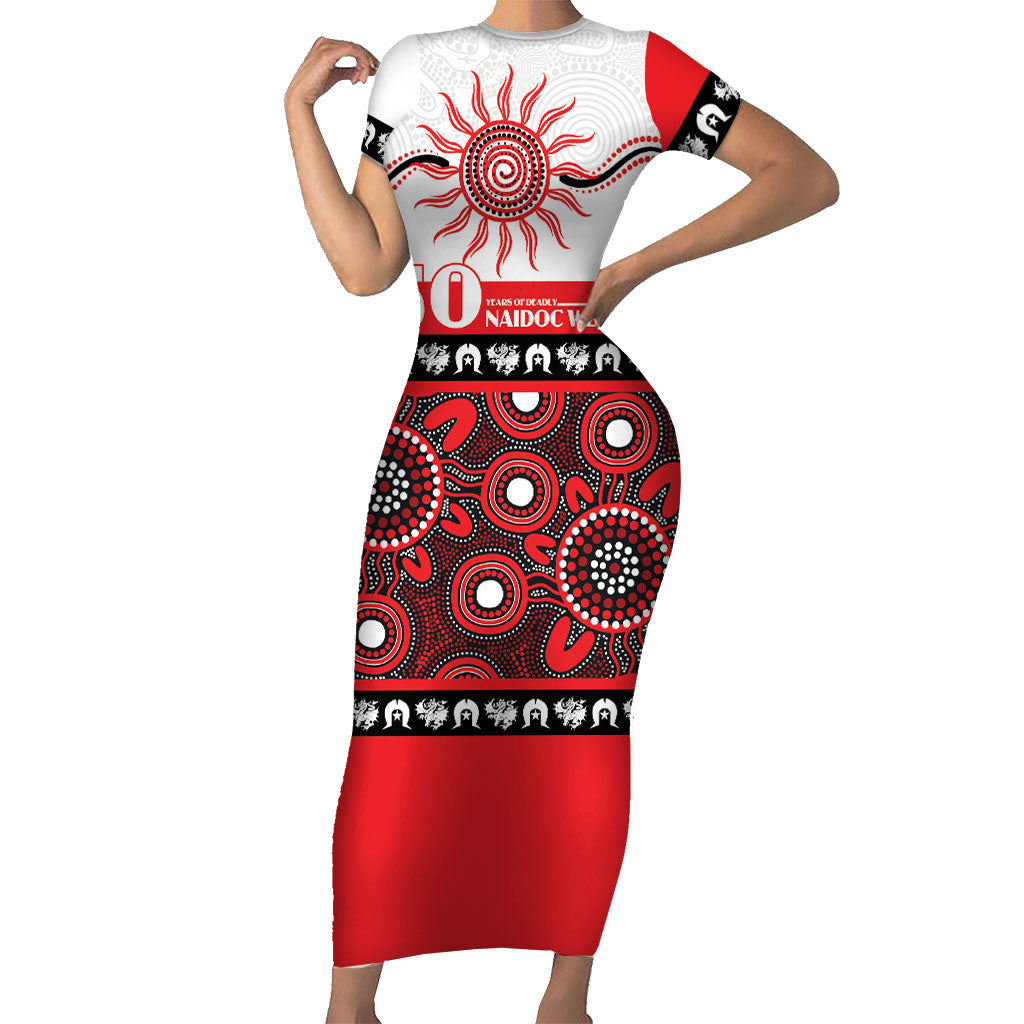 Dragons NAIDOC Week Personalised Short Sleeve Bodycon Dress Aboriginal Torres Strait Islanders Vibe