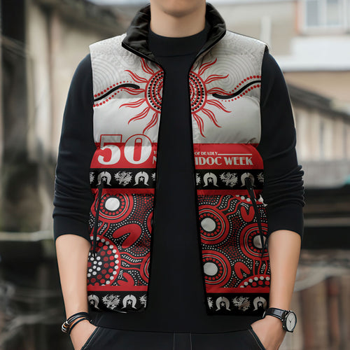Dragons NAIDOC Week Personalised Sleeveless Puffer Jacket Aboriginal Torres Strait Islanders Vibe