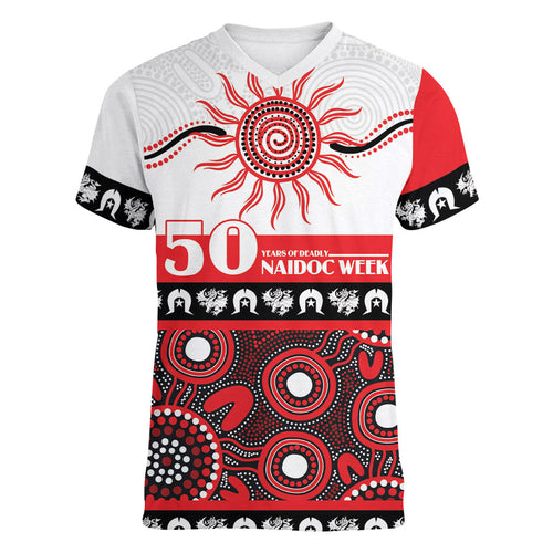 Dragons NAIDOC Week Personalised Women V-Neck T-Shirt Aboriginal Torres Strait Islanders Vibe