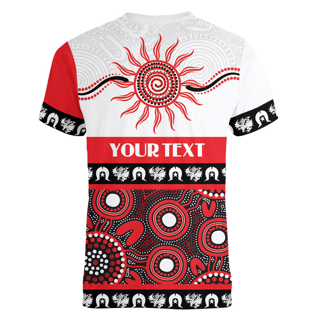 Dragons NAIDOC Week Personalised Women V-Neck T-Shirt Aboriginal Torres Strait Islanders Vibe