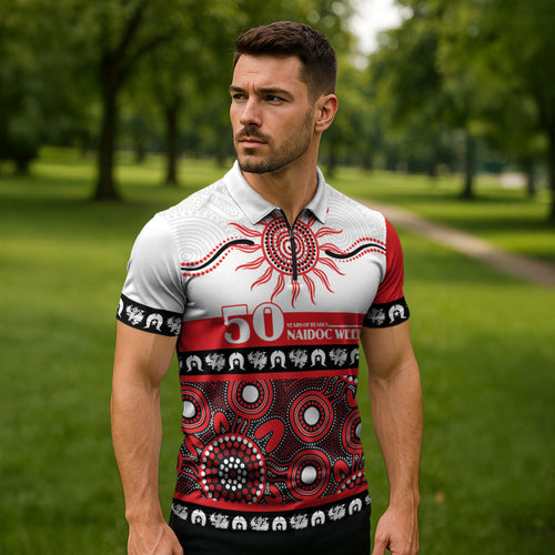 Dragons NAIDOC Week Personalised Zipper Polo Shirt Aboriginal Torres Strait Islanders Vibe