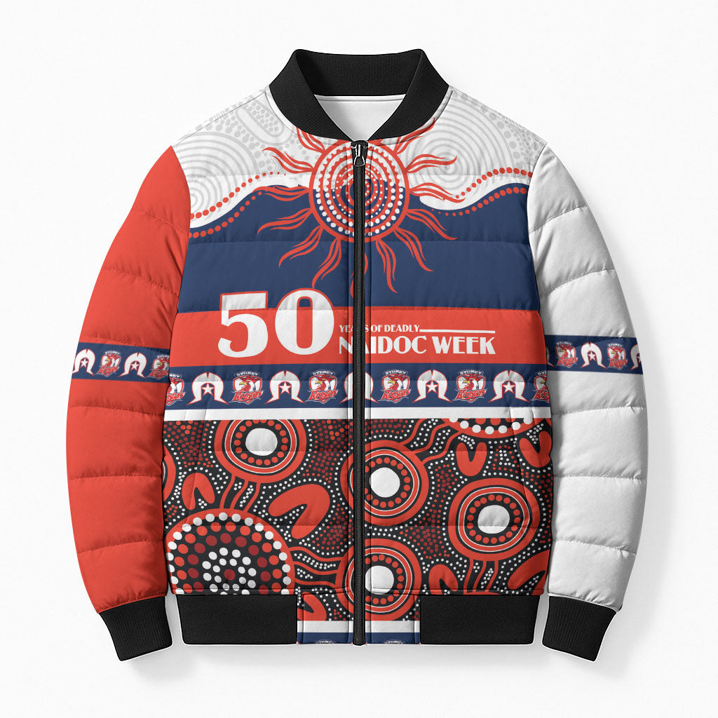 Roosters NAIDOC Week Personalised Bomber Puffer Jacket Aboriginal Torres Strait Islanders Vibe
