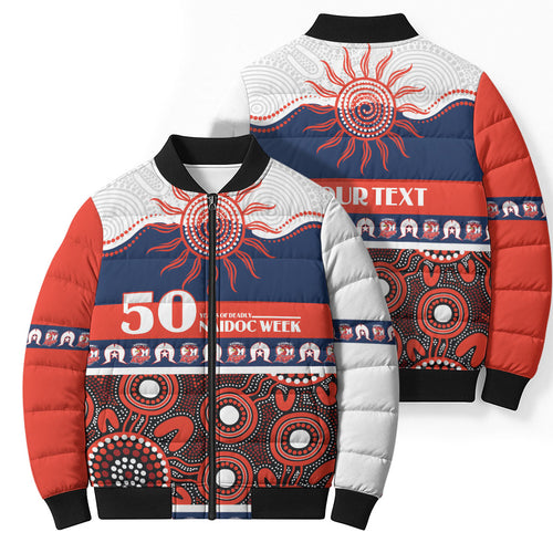 Roosters NAIDOC Week Personalised Bomber Puffer Jacket Aboriginal Torres Strait Islanders Vibe