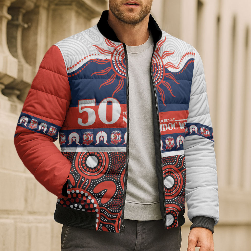 Roosters NAIDOC Week Personalised Bomber Puffer Jacket Aboriginal Torres Strait Islanders Vibe