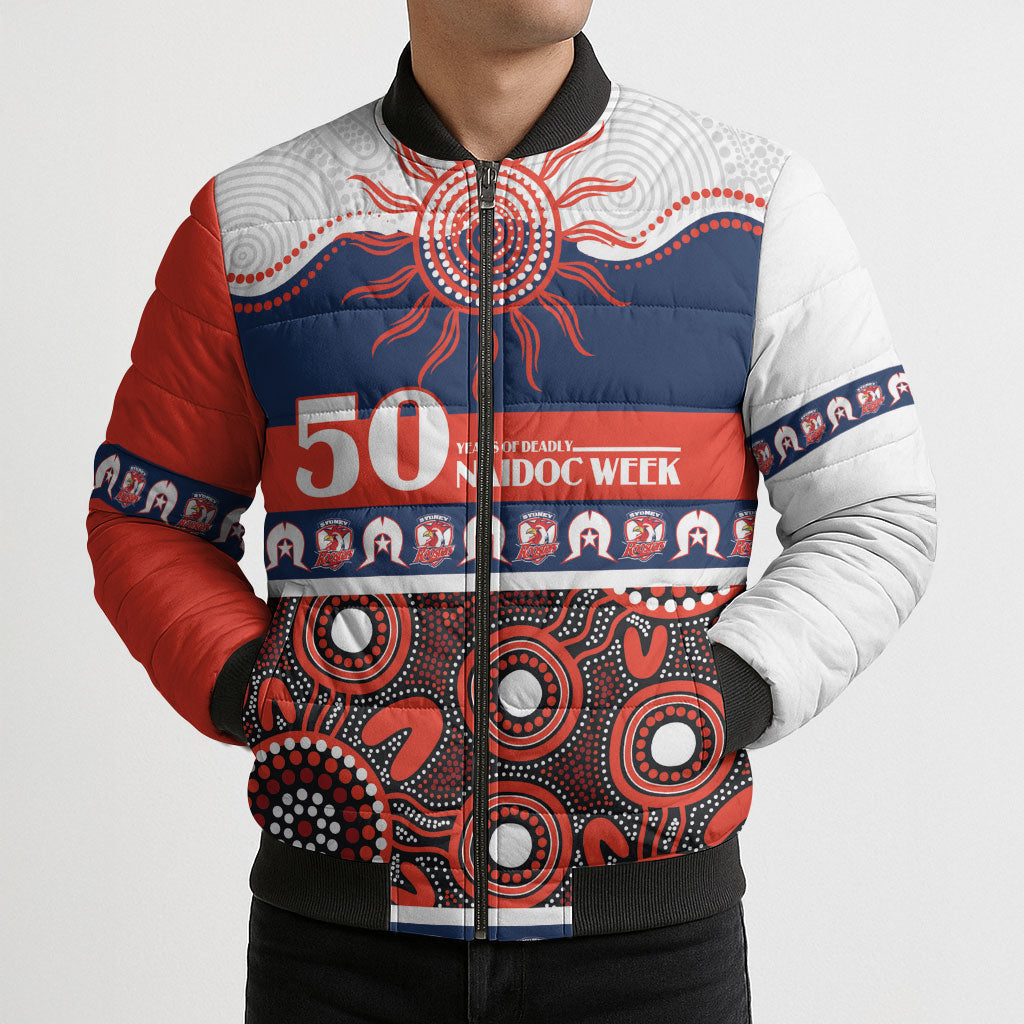 Roosters NAIDOC Week Personalised Bomber Puffer Jacket Aboriginal Torres Strait Islanders Vibe
