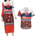Roosters NAIDOC Week Personalised Couples Matching Long Sleeve Bodycon Dress and Hawaiian Shirt Aboriginal Torres Strait Islanders Vibe
