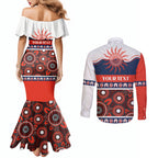 Roosters NAIDOC Week Personalised Couples Matching Mermaid Dress and Long Sleeve Button Shirt Aboriginal Torres Strait Islanders Vibe